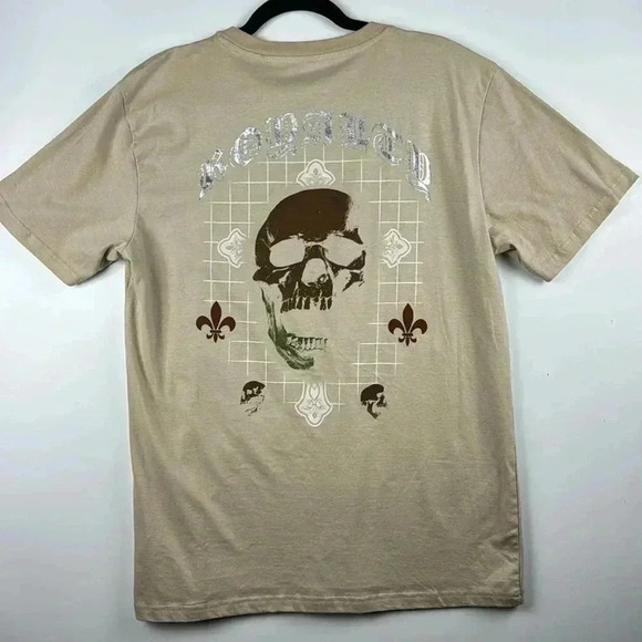 TACO TUESDAY TEE SHIRT SZ L 100% COTTON SKULL DESIGN NWT TAN BROWN WHITE SILVER - Picture 4 of 5